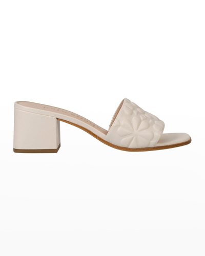 Kate Spade Emmie Embossed Leather Mid-heel Mules In Parchment.