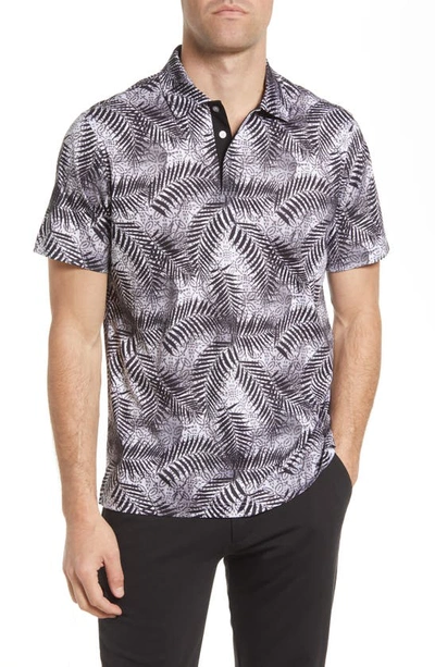 Bugatchi Digital Print Cotton Polo In Black