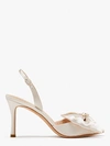 Kate Spade Gloria Satin Bow Ankle-strap Pumps In Ivory Bridal