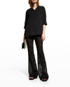 AKRIS FARALDA MIXED-EMBROIDERED BOOTCUT trousers