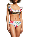 La Doublej Boy Brief Reversible Bikini Bottoms In White Lily