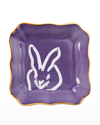 Hunt Slonem Bunny Portrait Plate With Gold Rim - Purple