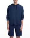Bugatchi Stripe Trim Cotton Hoodie In Navy