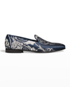 MANOLO BLAHNIK MEN'S MARIO EMBROIDERED LOAFERS
