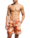 Alanui Palm-tree Print Swim Shorts In Rust Orang