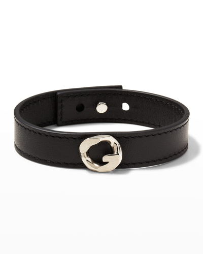 Givenchy Men's G-chain Silvery Leather Bracelet