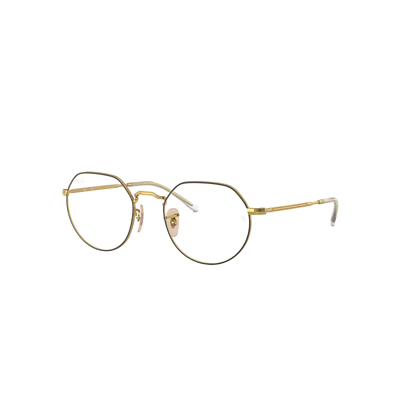 Ray Ban Jack Optics Eyeglasses Gold Frame Clear Lenses Polarized 49-20