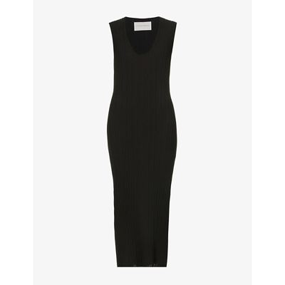 By Malene Birger Isole Ribbed Knitted Midi Dress In Black