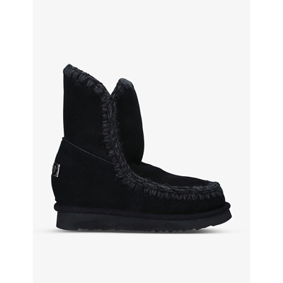 Mou Eskimo Logo-patch Sheepskin Boots In Black