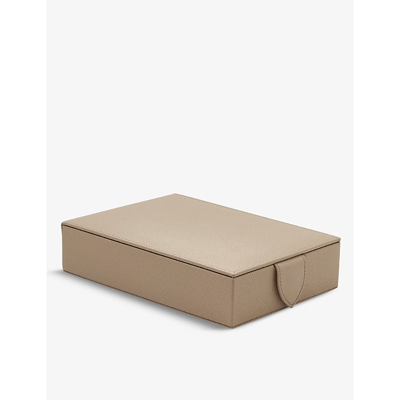Smythson Panama Leather Jewellery Box In Sandstone