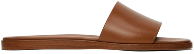 Common Projects Flat Leather Slides In Brown
