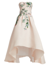 MARCHESA WOMEN'S SILK EMBROIDERED HIGH-LOW GOWN