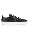 PRADA WOMEN'S GOLD LOGO LEATHER LOW-TOP trainers