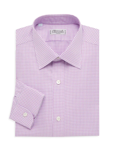 Charvet Twill Check Dress Shirt In Berry White