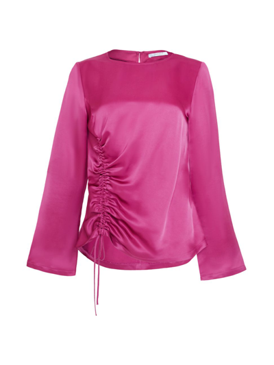 Santorelli Fabi Flared-sleeve Gathered Blouse In Fuchsia