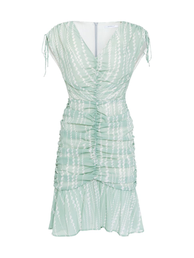 Santorelli Sandy Ruched Cap-sleeve Dress In Aloe