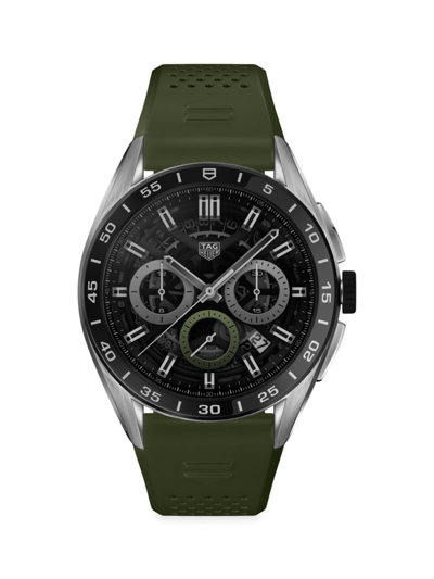 Tag Heuer Connected Calibre E4 Rubber 22mm Watch Strap In Dark Green