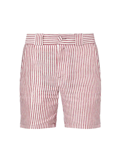 Erdem Linen Lucas Striped Shorts In Red