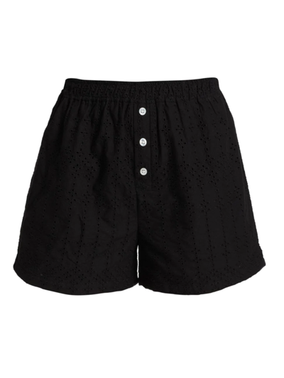 Onia Eyelet Beach Boxer Shorts In Black