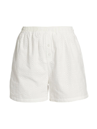 Onia Eyelet Beach Boxer Shorts In White