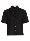 Onia Camp Collar Eyelet Shirt In Black