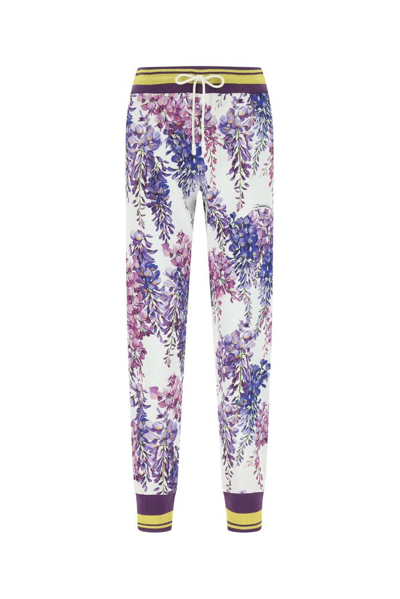 Dolce & Gabbana Floral-print Joggers In Weiss
