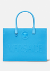 Versace La Medusa Canvas Tote Bag In Dv Blue