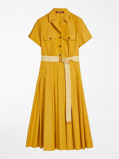 Max Mara Amber Cotton Poplin Dress In Yellow