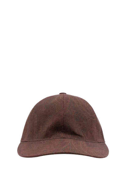 Etro Hat With Paisley Print In Marrone