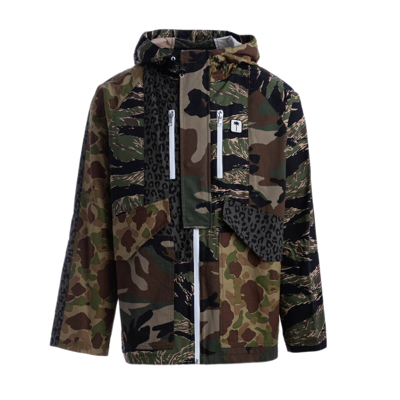 Palm Angels Short Parka In Military-black