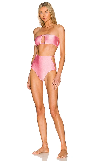 Adriana Degreas Solid High-waisted Strapless Bikini Set In Pink