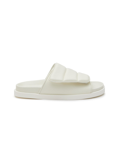 Gia Borghini White Leather Gia3 Puffy Slippers
