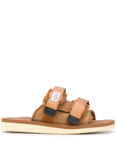 Suicoke Medium Brown Moto Shearling-trim Slides