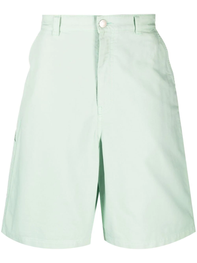 Ami Alexandre Mattiussi Wide-leg Loop-strap Bermuda Shorts In Green