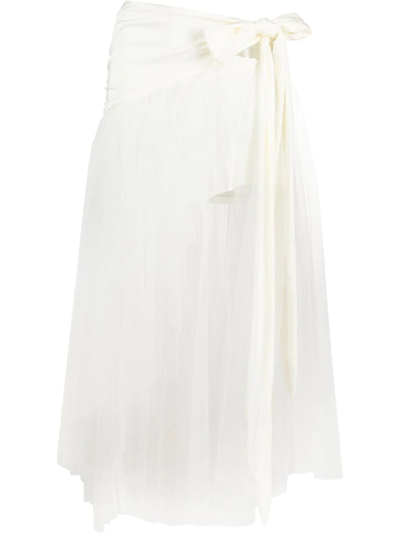 Philosophy Di Lorenzo Serafini Side Tie-fastening Asymmetric Draped Skirt In Weiss