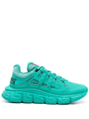 Versace Trigreca Sneakers In Petroleum Synthetic Fibers In Turquoise