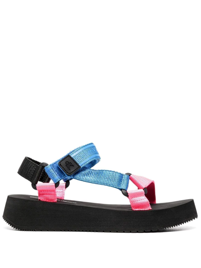 Calvin Klein Logo Touch-strap Sandals In Blau