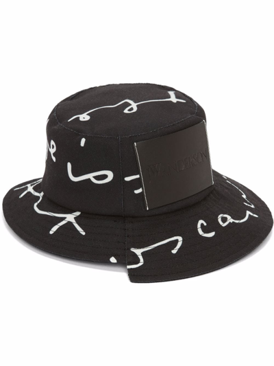 Jw Anderson Oscar Wilde Capsule: Asymmetric Bucket Hat In Black
