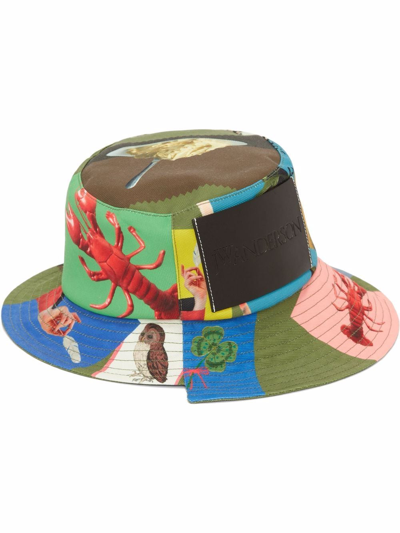 Jw Anderson Oscar Wilde Capsule: Asymmetric Bucket Hat In Green