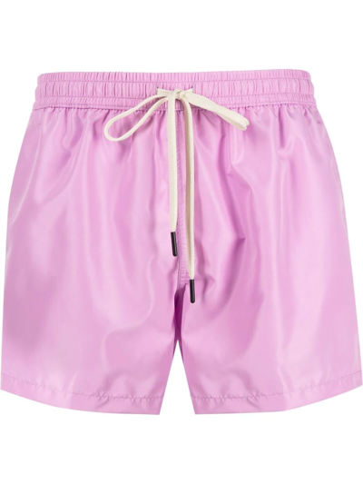 Nos Beachwear Logo-patch Drawstring Swim Shorts In Pink