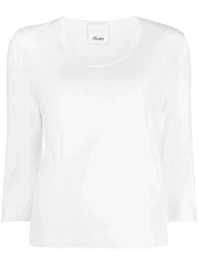 Allude Round-neck Knitted Top In Weiss