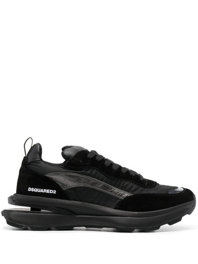 Dsquared2 Dsquared 2 Slash Logo Embossed Panelled Sneakers In Black