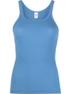 Re/done Fine-ribbed Racerback Tank Top In Blau
