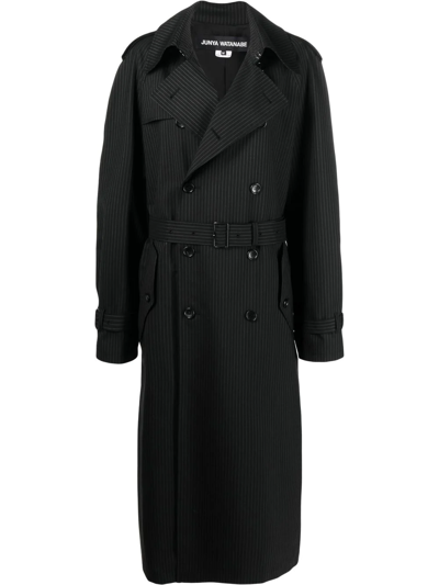 Junya Watanabe Belted Double-breasted Trench Coat In Black