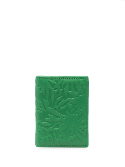 Comme Des Garçons Embossed Leather Wallet In Grün