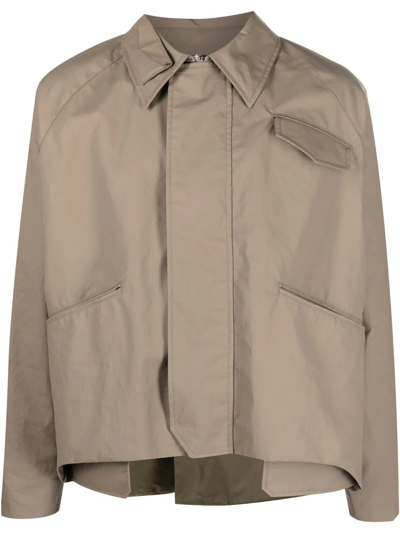 Fendi Asymmetric-hem Shirt Jacket In Brown