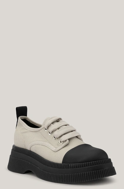 Ganni Creepers Canvas Lace-up Derby Shoes In Grey