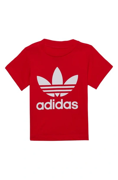 Adidas Originals Babies' Logo-print Short-sleeved T-shirt In Red