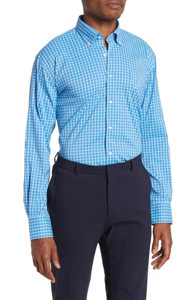 Peter Millar Heron Tailored Fit Plaid Performance Button-down Shirt In Cape Blue