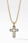 DAVID YURMAN FORGED CARBON CROSS PENDANT WITH 18K GOLD